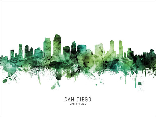 San Diego California Skyline Cityscape Poster Art Print