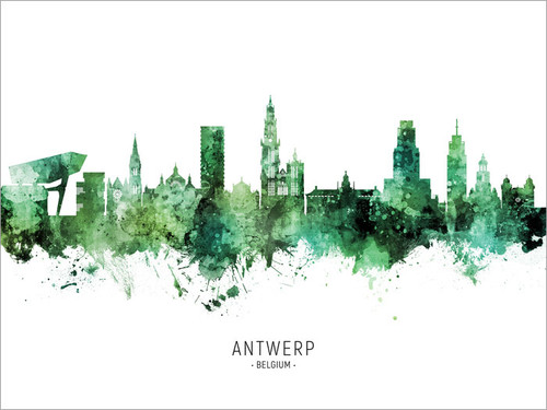 Antwerp Belgium Skyline Cityscape Poster Art Print