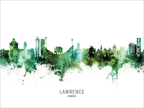 Lawrence Kansas Skyline Cityscape Poster Art Print