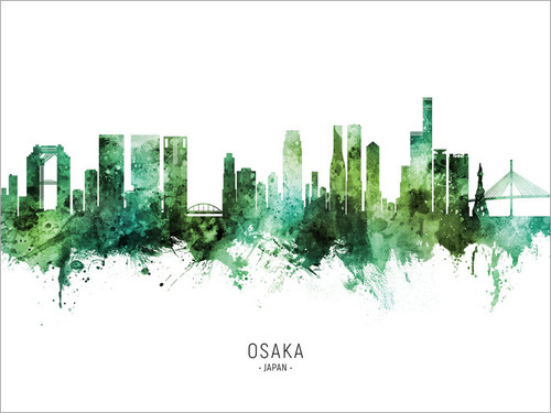 Osaka Japan Skyline Cityscape Poster Art Print