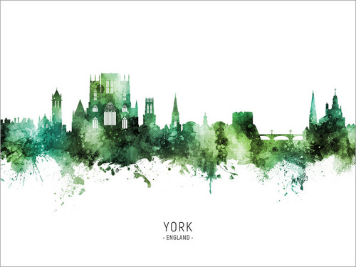 York England Skyline Cityscape Poster Art Print