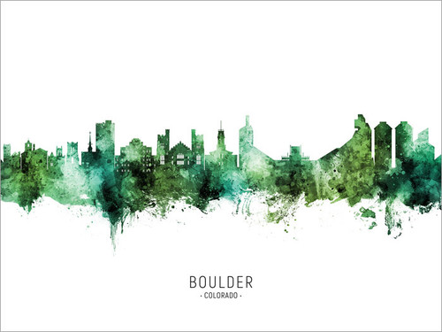 Boulder Colorado Skyline Cityscape Poster Art Print