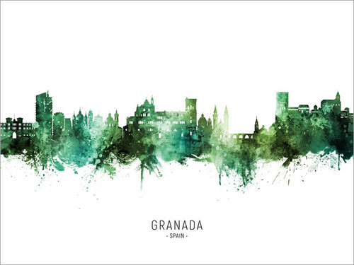 Granada Spain Skyline Cityscape Poster Art Print