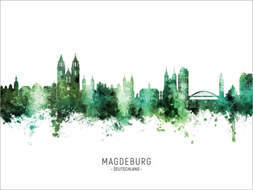 Magdeburg Deutschland Skyline Cityscape Poster Art Print