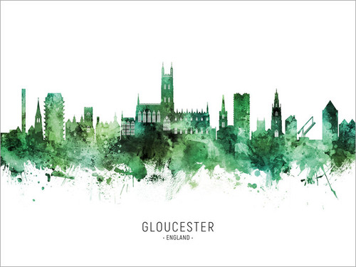 Gloucester England Skyline Cityscape Poster Art Print