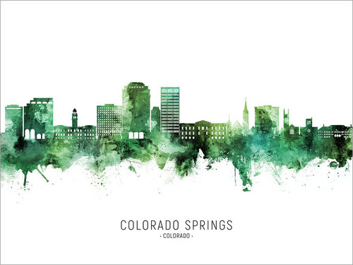 Colorado Springs Colorado Skyline Cityscape Poster Art Print