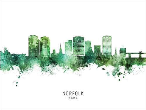 Norfolk Virginia Skyline Cityscape Poster Art Print