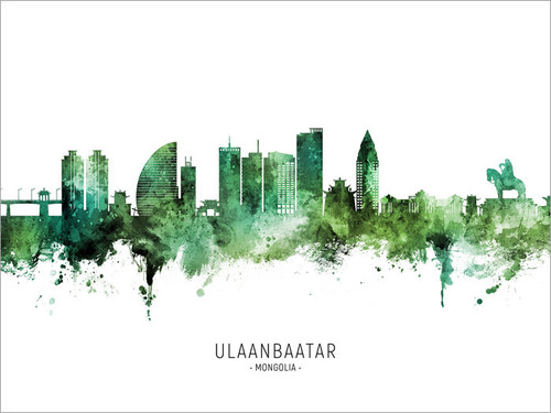 Ulaanbaatar Mongolia Skyline Cityscape Poster Art Print