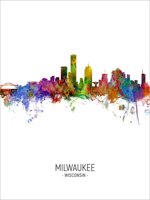 Milwaukee Wisconsin Skyline Cityscape Poster Art Print