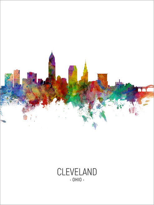 Cleveland Ohio Skyline Cityscape Poster Art Print