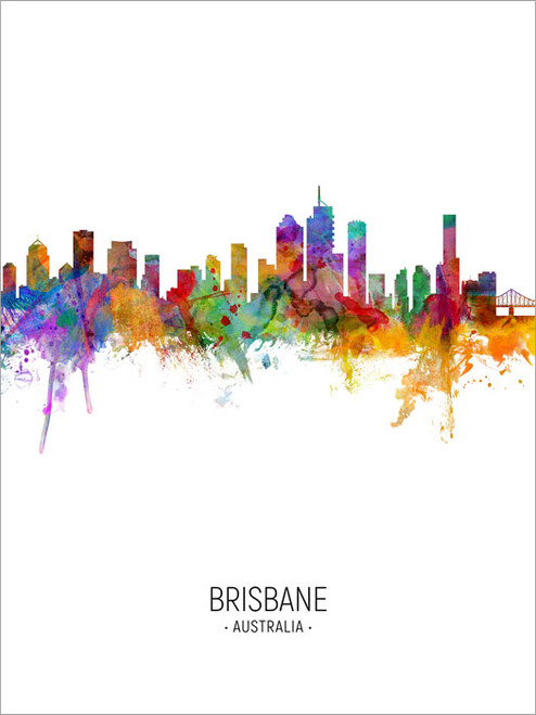 Brisbane Australia Skyline Cityscape Poster Art Print