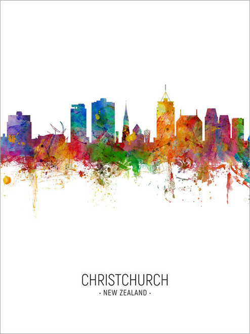 Christchurch New Zealand Skyline Cityscape Poster Art Print