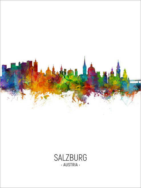 Salzburg Austria Skyline Cityscape Poster Art Print