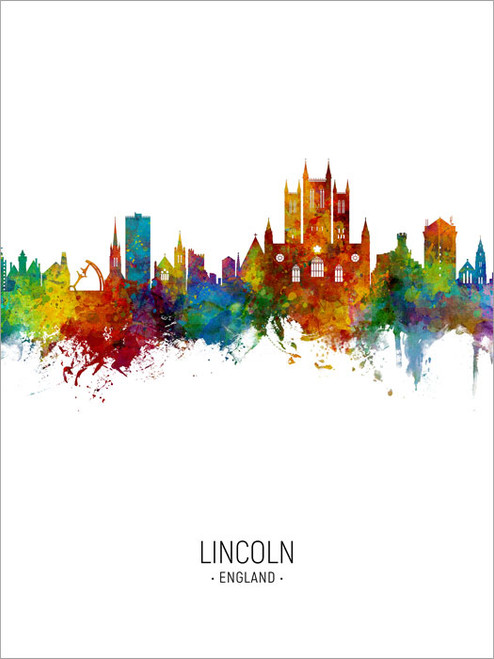 Lincoln England Skyline Cityscape Poster Art Print