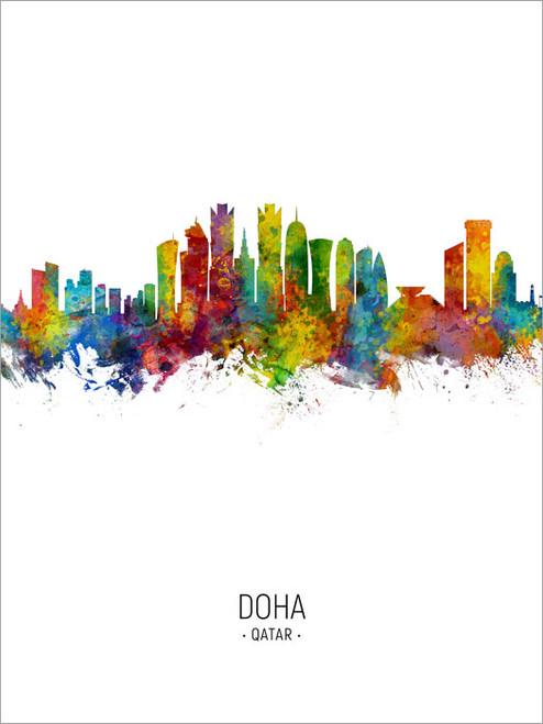 Doha Qatar Skyline Cityscape Poster Art Print