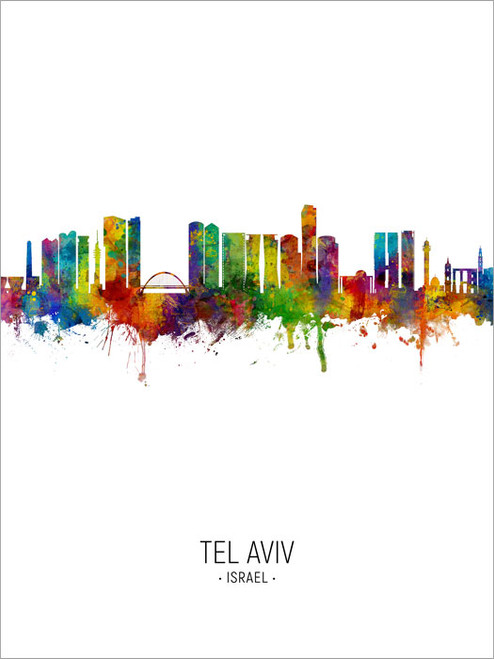 Tel Aviv Israel Skyline Cityscape Poster Art Print