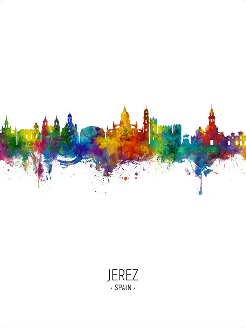 Jerez Spain Skyline Cityscape Poster Art Print