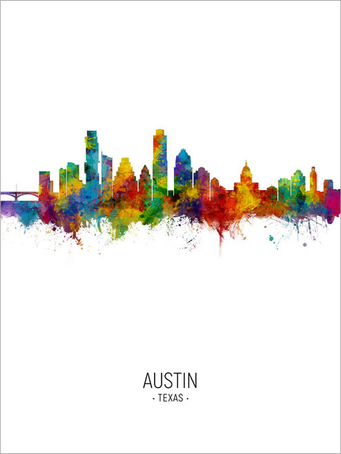 Austin Texas Skyline Cityscape Poster Art Print