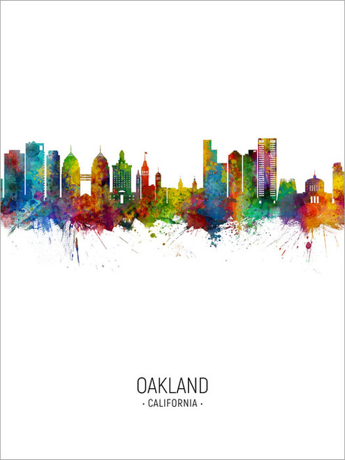 Oakland California Skyline Cityscape Poster Art Print