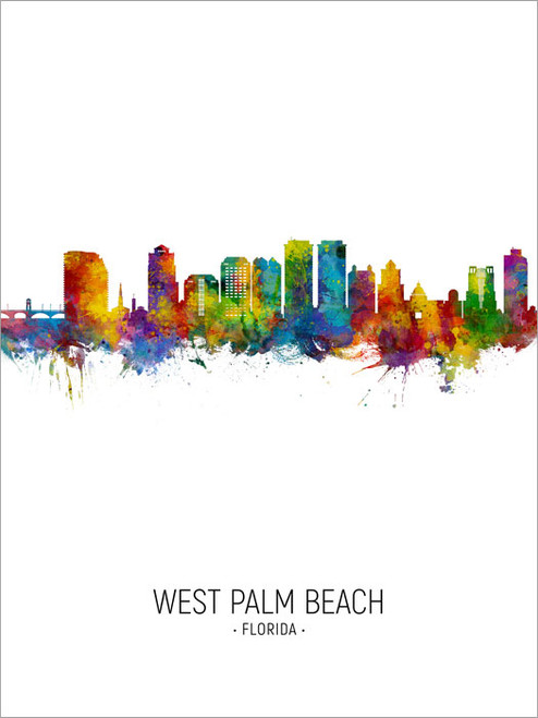 West Palm Beach Florida Skyline Cityscape Poster Art Print