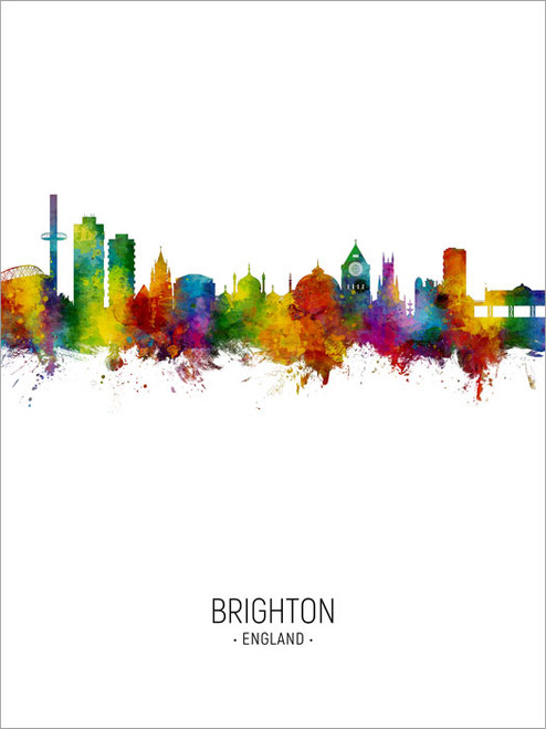 Brighton England Skyline Cityscape Poster Art Print