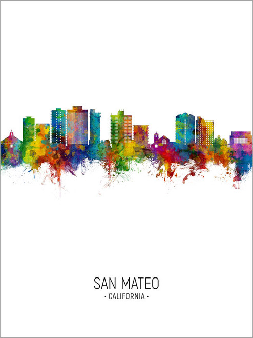 San Mateo California Skyline Cityscape Poster Art Print