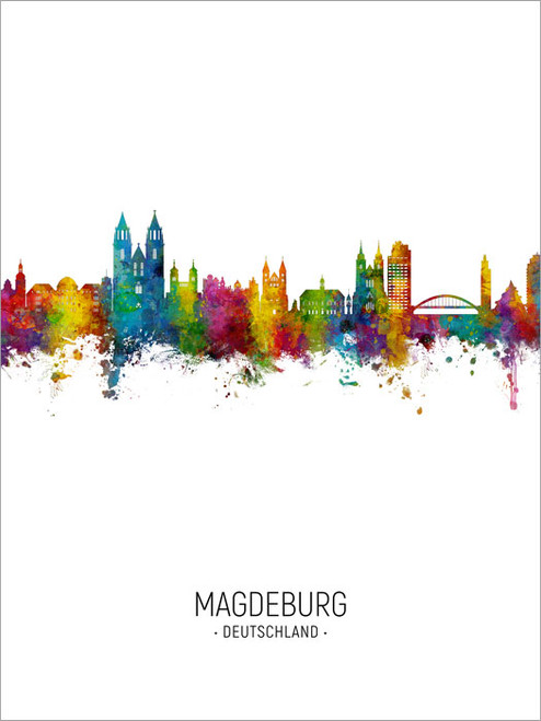 Magdeburg Deutschland Skyline Cityscape Poster Art Print