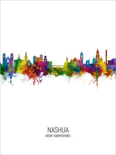 Nashua New Hampshire Skyline Cityscape Poster Art Print