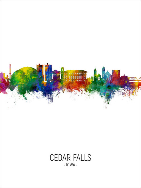 Cedar Falls Iowa Skyline Cityscape Poster Art Print
