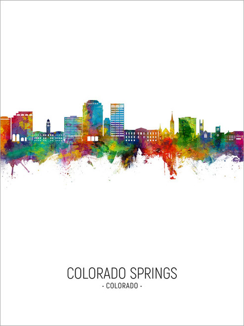 Colorado Springs Colorado Skyline Cityscape Poster Art Print