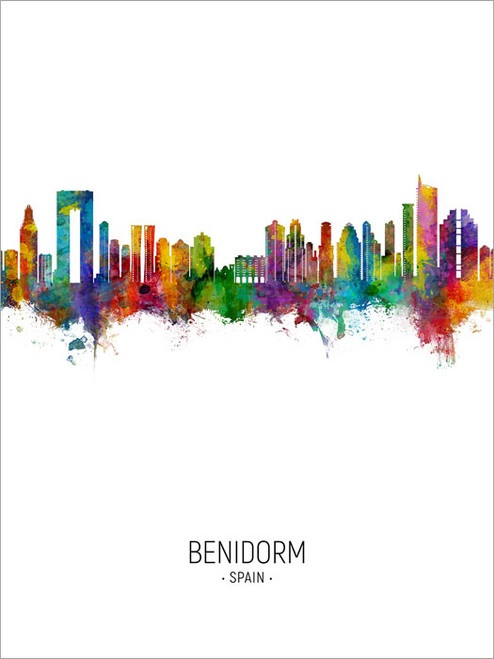 Benidorm Spain Skyline Cityscape Poster Art Print