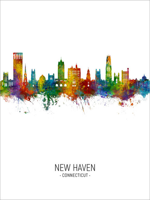 New Haven Connecticut Skyline Cityscape Poster Art Print