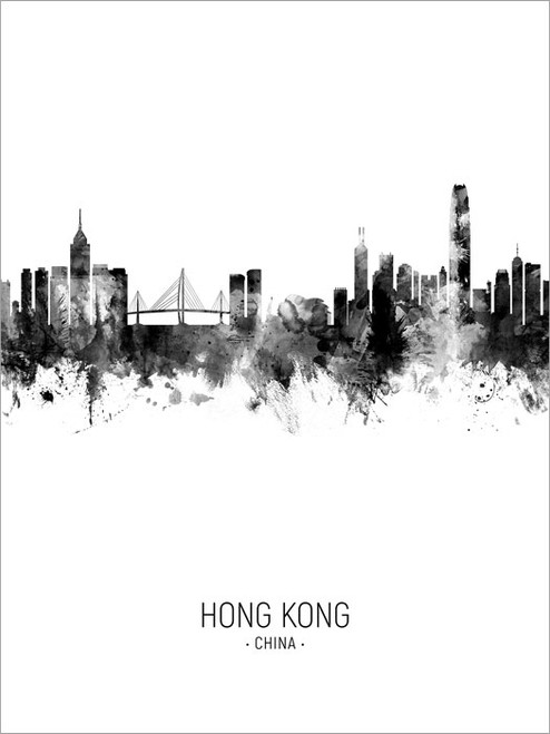 Hong Kong China Skyline Cityscape Poster Art Print