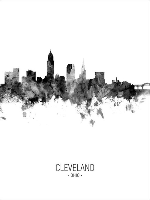 Cleveland Ohio Skyline Cityscape Poster Art Print