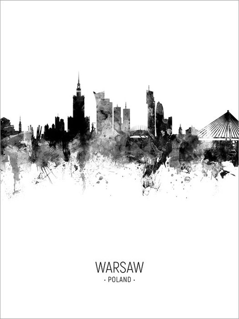 Warsaw Poland Skyline Cityscape Poster Art Print