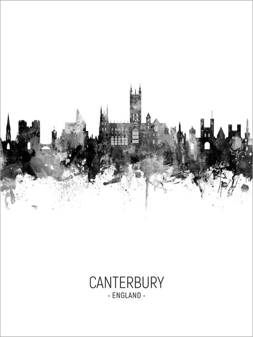 Canterbury England Skyline Cityscape Poster Art Print