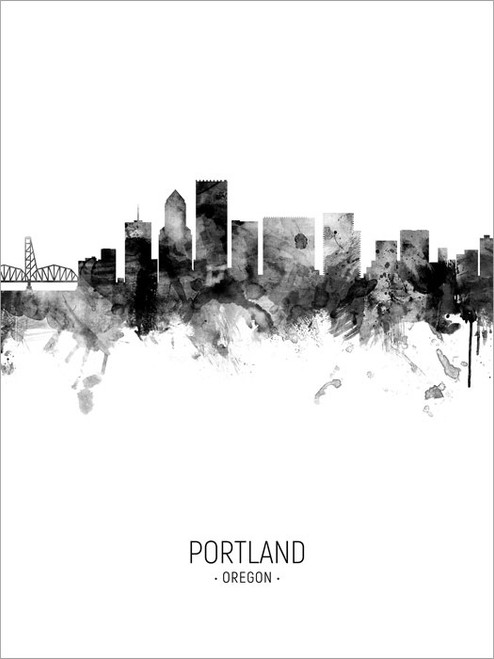 Portland Oregon Skyline Cityscape Poster Art Print