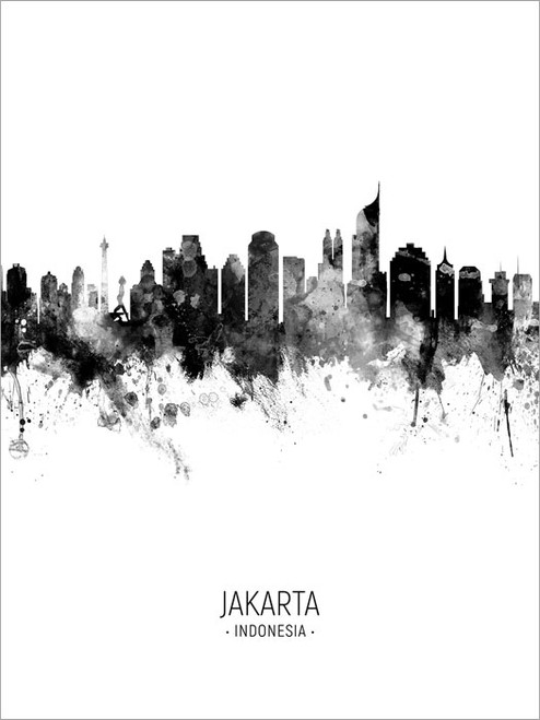 Jakarta Indonesia Skyline Cityscape Poster Art Print