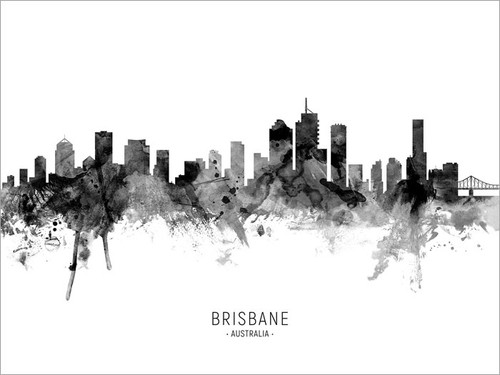 Brisbane Australia Skyline Cityscape Poster Art Print