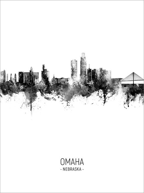 Omaha Nebraska Skyline Cityscape Poster Art Print