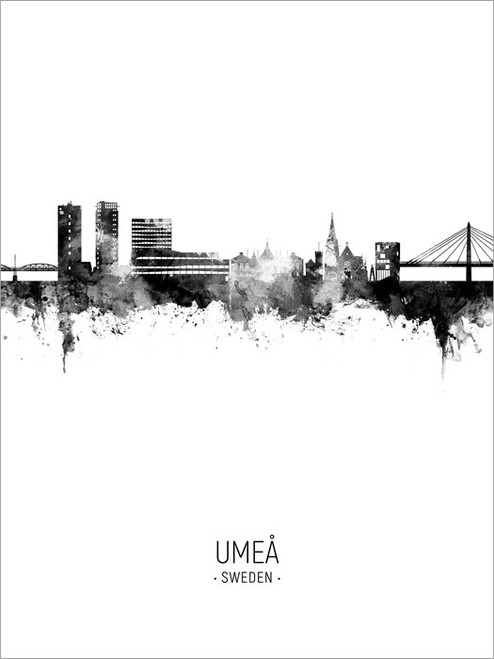 Umeå Sweden Skyline Cityscape Poster Art Print