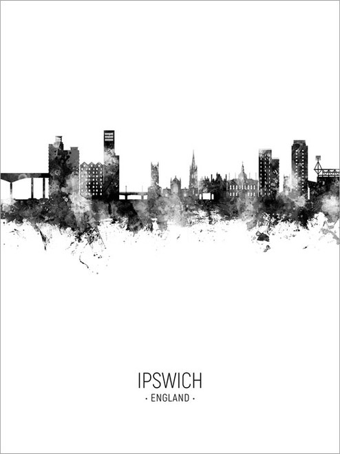 Ipswich England Skyline Cityscape Poster Art Print