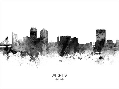Wichita Kansas Skyline Cityscape Poster Art Print