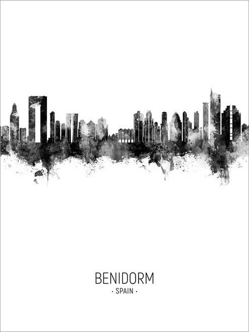 Benidorm Spain Skyline Cityscape Poster Art Print