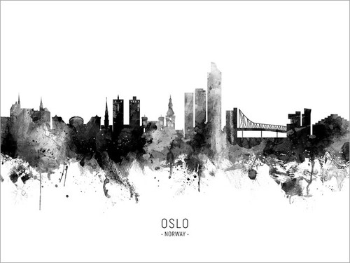 Oslo Norway Skyline Cityscape Poster Art Print