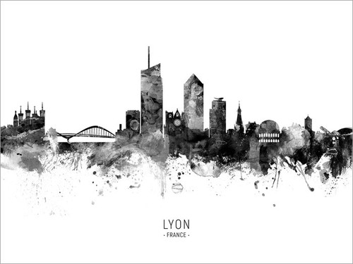 Lyon France Skyline Cityscape Poster Art Print