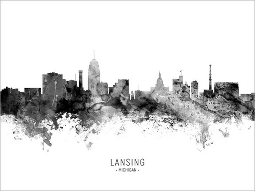 Lansing Michigan Skyline Cityscape Poster Art Print