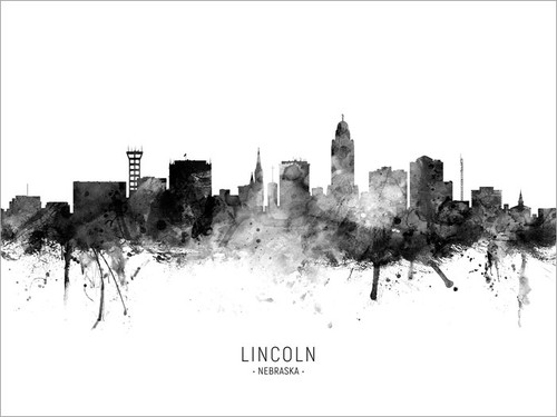 Lincoln Nebraska Skyline Cityscape Poster Art Print