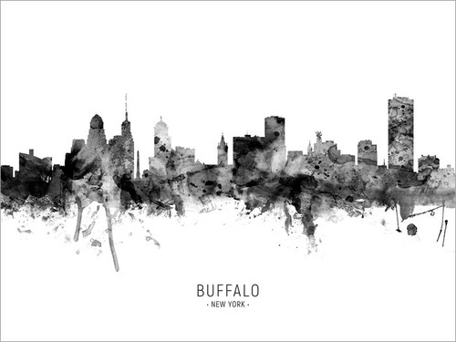 Buffalo New York Skyline Cityscape Poster Art Print