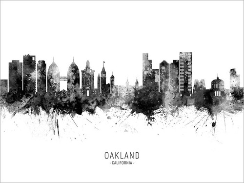 Oakland California Skyline Cityscape Poster Art Print